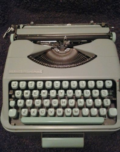 Vintage Hermes Rocket Portable Typewriter Original Push Button Case