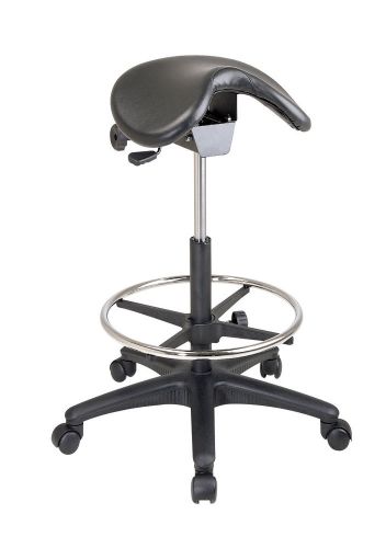 Office Star Products Height Adjustable Backless Stool with Saddle Seat