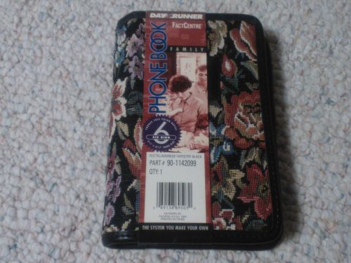 Day Runner Floral Tapestry Black Compact Planner Binder 6-ring 3.75&#034;x6.75&#034; pages