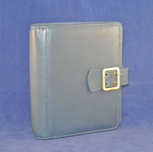 *new* compact 1&#034; rings blue leather franklin covey open planner/binder $100+ for sale