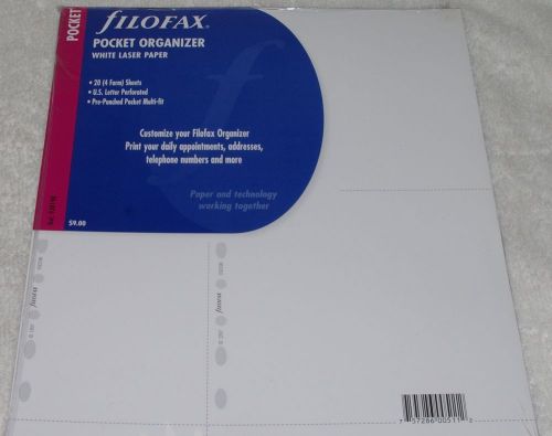 FILOFAX POCKET Plain White Laser Paper Insert Refill Organizer Agenda Diary