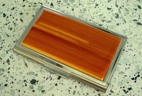 Wood Business Card Case ID Holder Stainless Steel Eastern Red Cedar