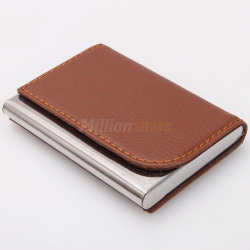 New metal cardcase leather business horizontal design card holder for sale