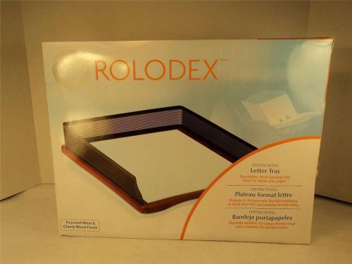 Rolodex Distinctions Stackable Front-Loading Cherry Wood and Metal Letter Tray