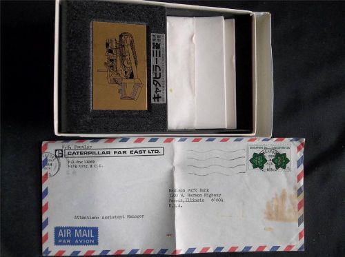 Caterpillar Far East Ltd. Metal Desk Note Memo Holder Paper Brass Plate D6C 1974