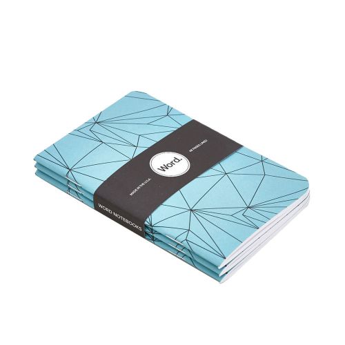 Word. blue polygon 3 pack lined acid free recycled pocket notebook to do lists for sale