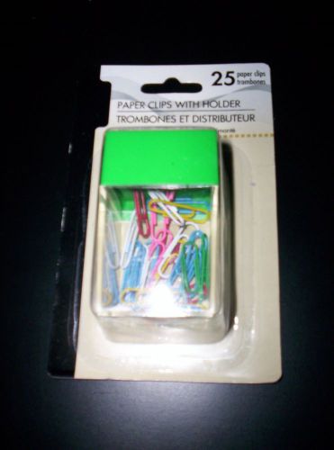 Green  ~~magnetic paper clip holder w/ 25 clips~ for sale