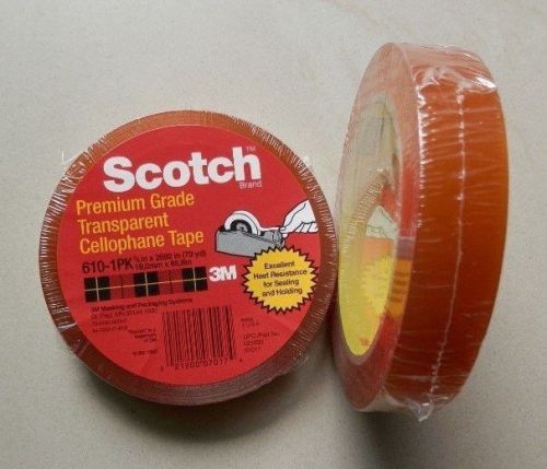 3M Scotch Premium Grade Transparent Cellophane Tape 610 1&#034; x 2592&#034; (12 Roll)