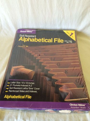 Globe-Weis Soil Resistant Expandable Alphabetical File Factory Sealed