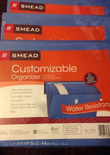 3 smead expanding file w/antimicrobial protection, 12 pockets, 900+ cap, blue for sale
