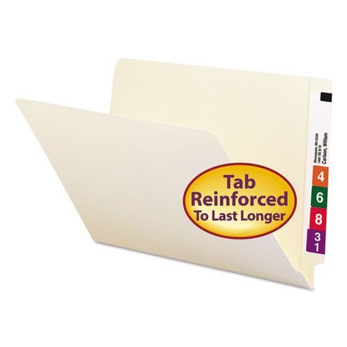 Straight cut end tab folders, 9 1/2 inch front, legal, manila, 100/box for sale
