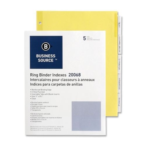 Business source ring binder index divider -5 tab(s)/set- 8.5x11- bsn20068 for sale