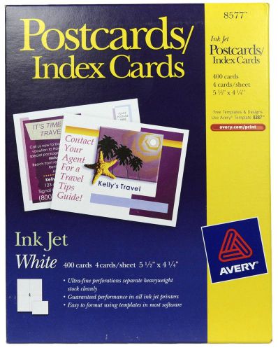 Avery Postcard Index Card Stock 400 Inkjet Cards White 8577 Sealed Package New