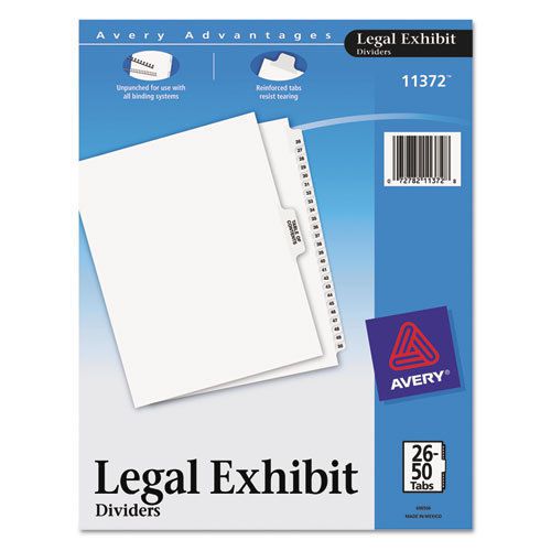 Avery Legal Side Tab Divider, Title: 26-50, Letter, White, 2 Sets of 26