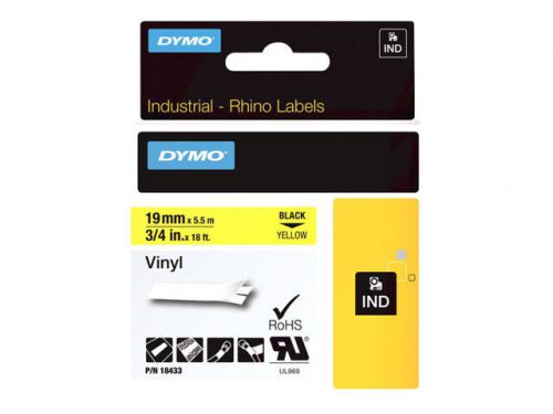 DYMO - Self-adhesive vinyl - black on yellow - Roll (0.75 in x 18 ft) 1 ro 18433