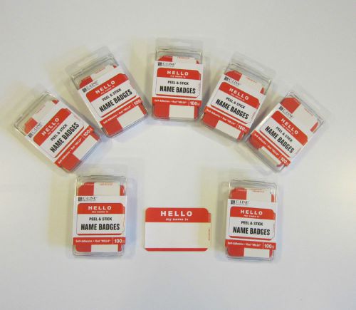 750 RED &#034;HELLO MY NAME IS&#034; NAME TAGS LABELS BADGES STICKERS PEEL STICK ADHESIVE