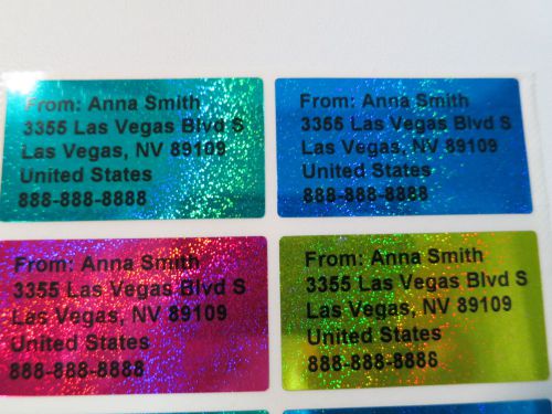 50 sparkle four colors personalized waterproof address stickers 4.5 x 2.5 cm for sale