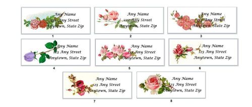 30 Personalized Return Address Rose Labels Buy three Get one free (fxr1)