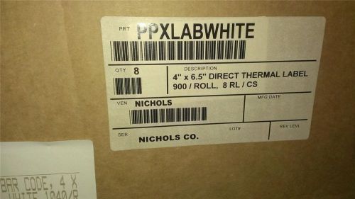 8 Rolls Intermec 4&#034; x 6.5&#034; White Direct Thermal Adhesive Labels 7200 Labels/Case