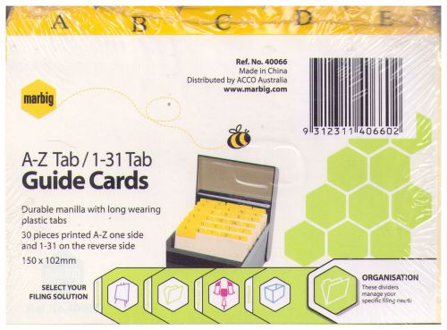 Marbig A-Z Tab / 1-31 Tab Guide Cards - 150 x 102mm (6&#034; x 4&#034;)