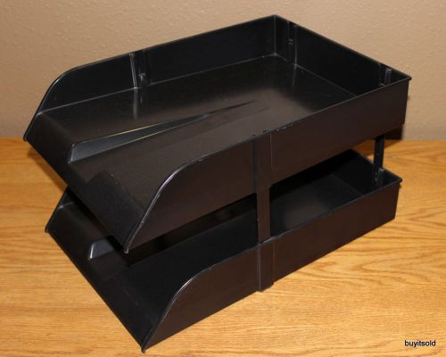 Rubbermaid plastic desk trays letter size front load with risers 2pk for sale