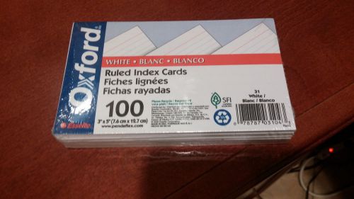 Oxford - Index Note Cards - Ruled - 3 x 5&#034; - 100 Cards - 7 Packs - School Study