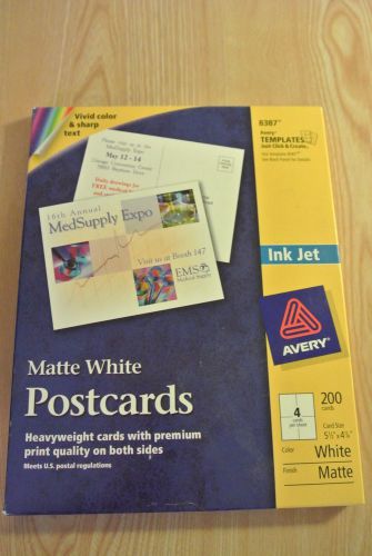 AVERY INK JET POSTCARDS #8387 - 200 Cards  4 Cards/Sheet  5 1/2&#034; x 4 1/4&#034;   NEW!