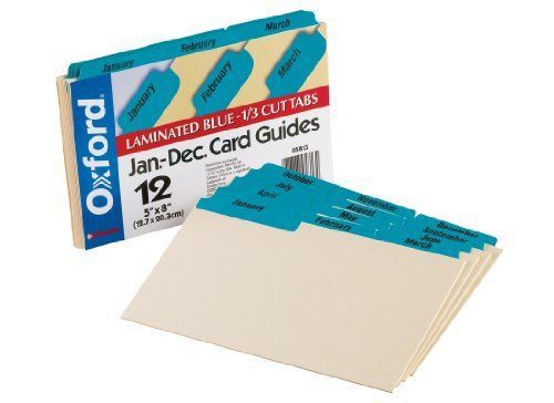 Esselte 05813 laminated index card guides, monthly, 1/3 tab, manila, 5 x 8, for sale