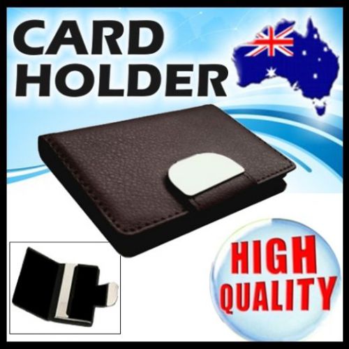 ?Brown Color? Leather Metal Flip Closure Open Business Card Holder for Men Women