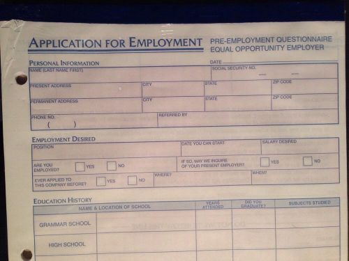 Adams 9661 Brand New In Package 2 Pads - 50 Forms/Pad Application for Employment