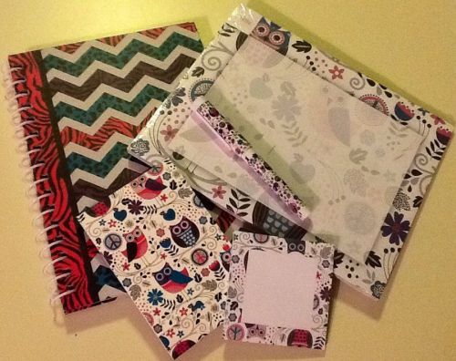 Gift set ~zig zag journal owl mousepad/notepad sticky notes pen &amp; mini notebook for sale