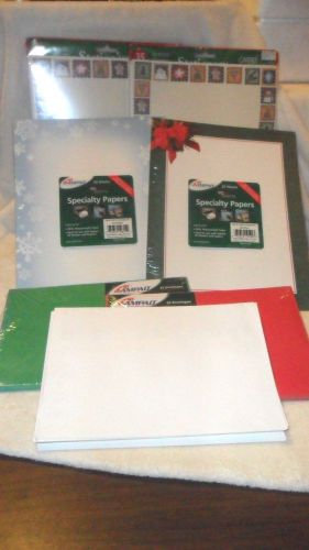 Bundle Holiday Christmas Printer Stationary &amp; Envelopes Snowflake Ribbon Santa