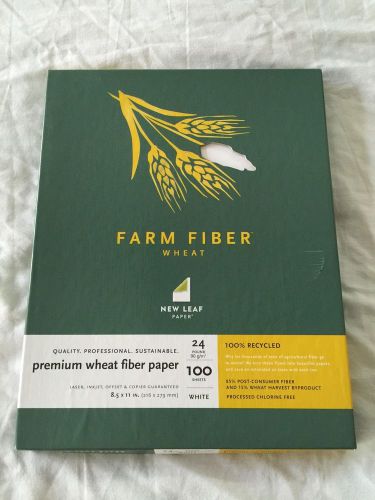 NEW - New Leaf Premium Wheat Fiber Paper - 100% Recycled, White 24-Lb 100 Count