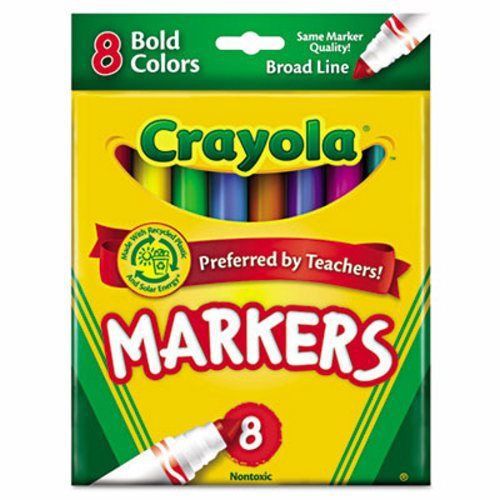 Crayola Non-Washable Markers, Broad Point, Bold Colors, 8/Set (CYO587732)