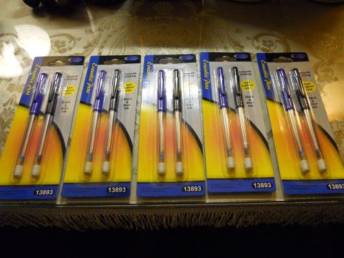 New 5PK CLIPS USA ERASABLE PENS blue &amp; black ink becomes permanent cheap price