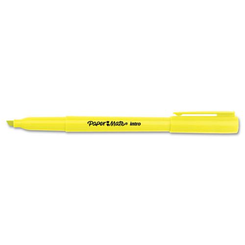 Paper Mate Intro Pocket-Style Highlighters, Chisel Tip, Yellow Ink, Dozen
