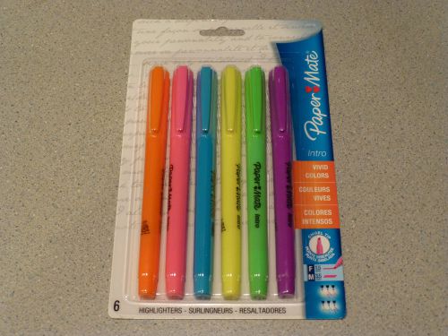 Paper mate (1 to 6) fluorescent highlighter orange-pink-blue-yellow-green-purple for sale