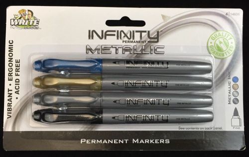 Set Of 4 Permanent Metallic Markers Fine Tip Acid Free Infinity