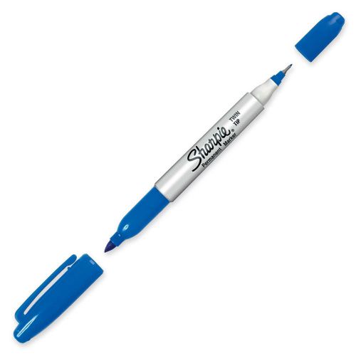 Sharpie Permanent Marker Pen Twin Tip Blue 1/Each