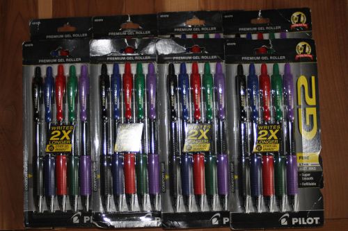 PILOT G2 Assorted colors 5 pack x 8. 40 Pens. NEW.