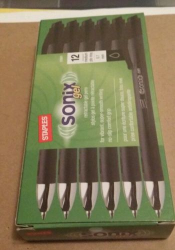 STAPLES Retractable Gel Pens (Sonix Gel) 12 pens in One Box * Black Ink