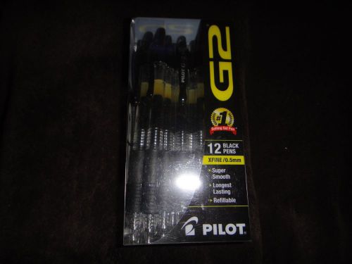 Pilot G2 Retractable Gel Ink Roller Ball Pens xFine 0.5 Point black Box of 12