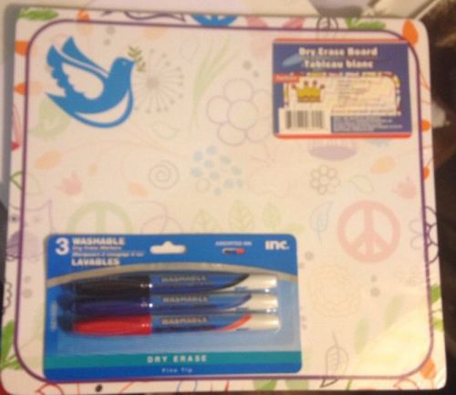 Dry Erase Board With 3 Washable Dry Erase Markers Assort Ink,Fine Tip,Low Odor.