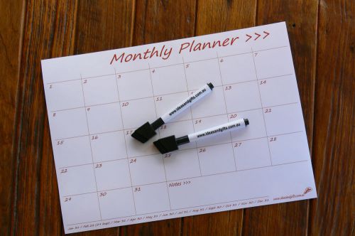 A4 Monthly Organiser Planner Flexible Fridge Whiteboard Magnet Memo +2 Free Pens