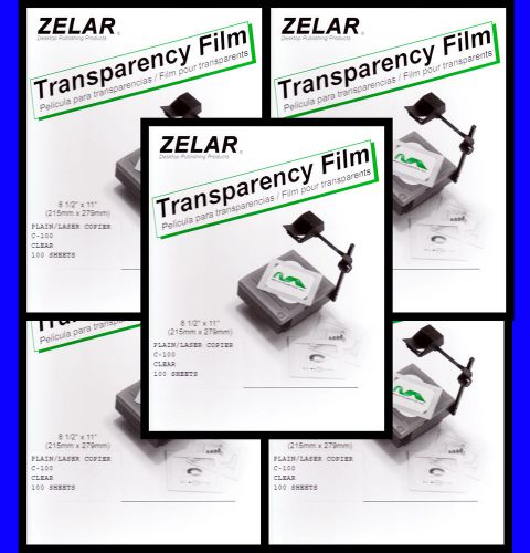 Transparency Film 500 Sheets Copier 8.5&#034; x 11&#034; Zelar C-100 Clear Dual