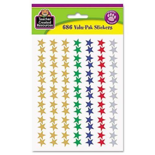 NEW Teacher Created Resources Assorted Foil Stars Stickers Valu-Pak (6644)