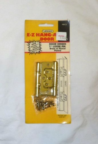 Lemar ez-hang-a-door 2-1/2&#034; security door hinges loose pin pair brass plated new for sale