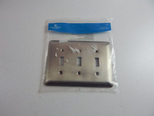 Brainerd rounded corner triple switch wall plate, satin nickel for sale
