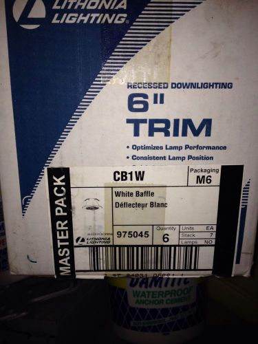 Contractors Case Of 6 CB1W Lithonia Lighting 6&#034; White Baffle w/ White Trim
