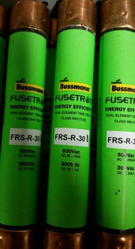 NEW BUSSMANN FRS-R-30 FUSE 30A, 600VAC/300VDC DUAL ELEMENT SPEED TIME DELAY